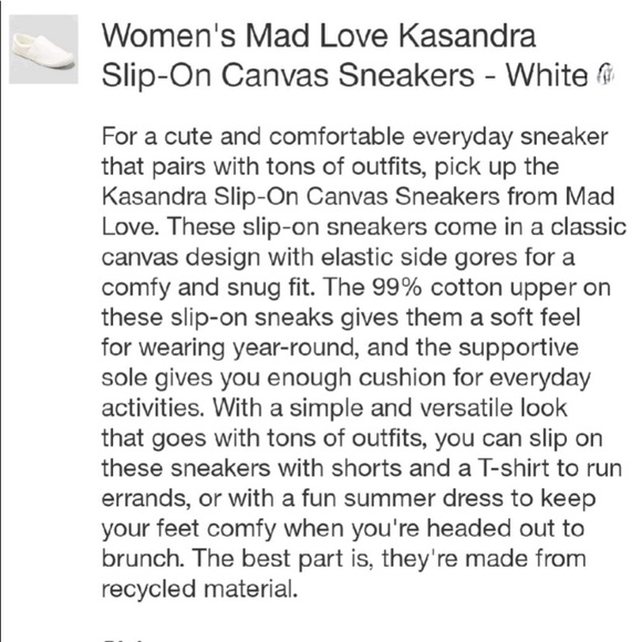 Mad love white slip on sneakers new - Picture 5 of 5